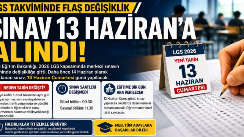 LGS takviminde flaş değişiklik: Sınav 13 Haziran’a alındı